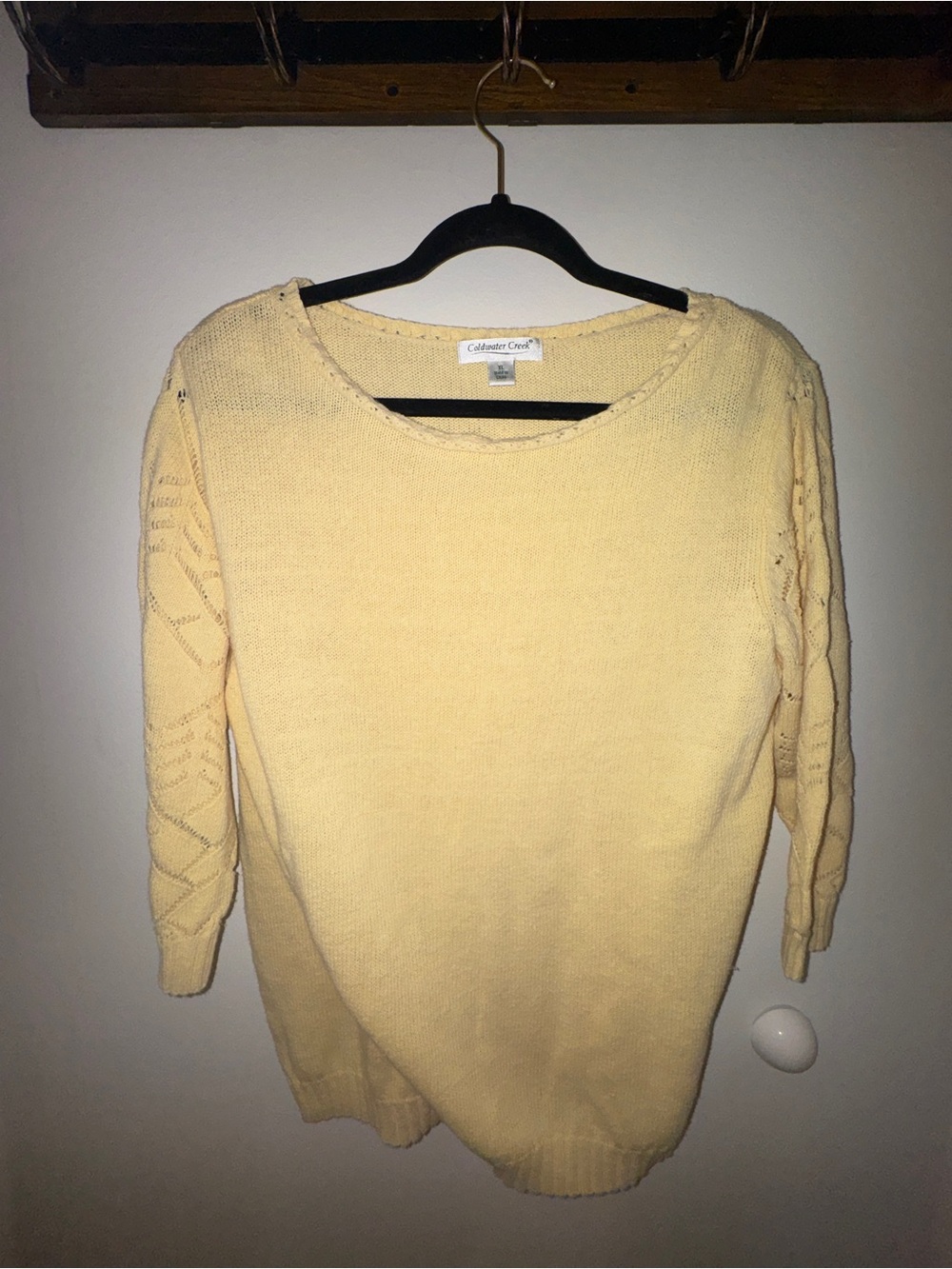 Coldwater Creek Pale Yellow Scoop Neck Knit Sweater